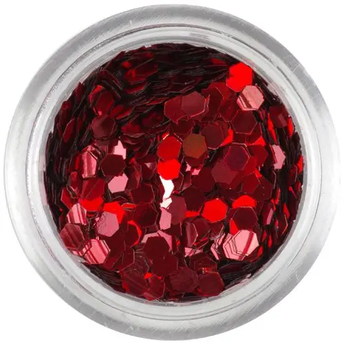 Confetti decorativ, 2mm - hexagoane roşu aprins