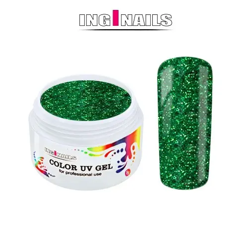 Gel UV colorat 5g Inginails – Green Glitter