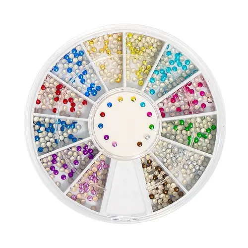 Decorațiuni nail art - cercuri rotunde în cutie - diverse culori