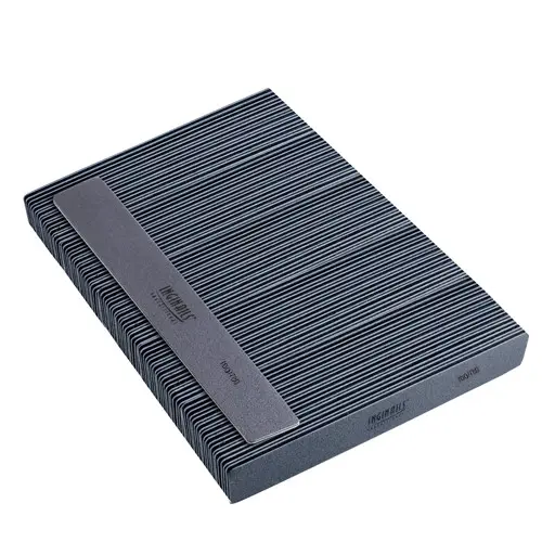 50buc - Inginails Professional Pilă de unghii, dreptunghi gri cu centru negru, lavabilă și dezinfectantă 100/180
