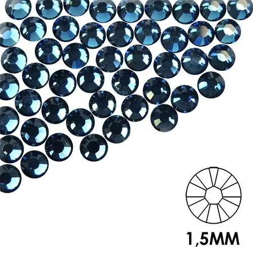 Pietre decorative pentru unghii - 1,5 mm - albastru, 50 buc
