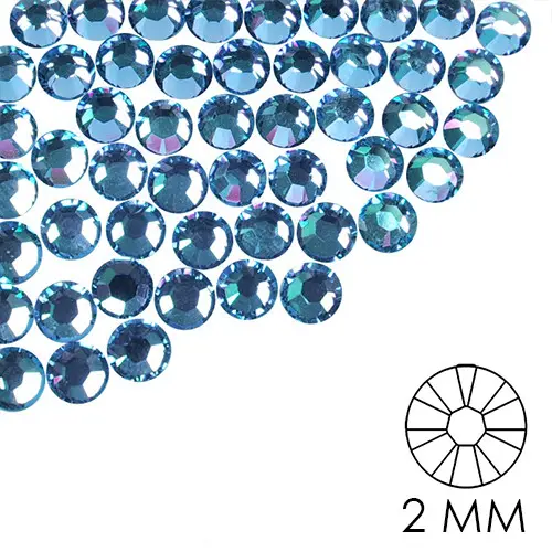 Pietre decorative pentru unghii - 2mm - albastru deschis, 50buc