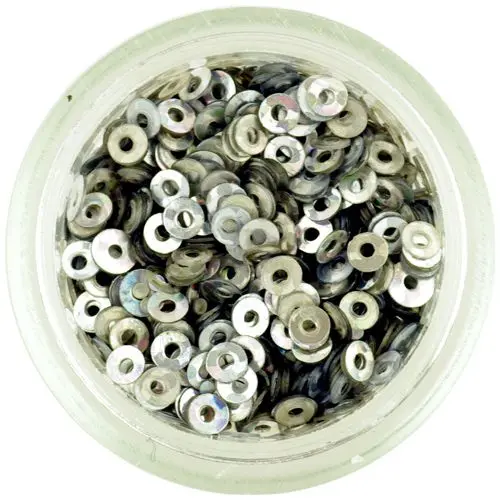 Decoraţiuni pentru unghii - paiete rotunde în formă de disc, argintii