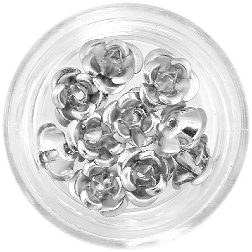 Decorațiuni ceramice pentru unghii - trandafiri argintii, 10 buc