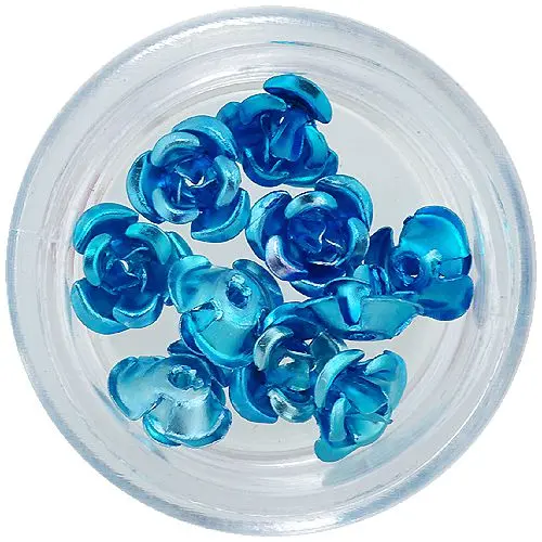 Ornamente pentru unghii, 10 buc – trandafiri turcoaz din ceramică