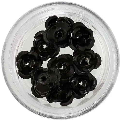 Ornamente pentru unghii, 10 buc – trandafiri negri din ceramică