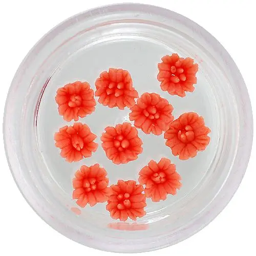 Decorațiuni portocalii pentru unghii - flori acrilice