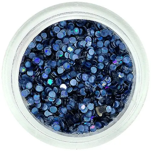 Confetti nail art - cercuri albastre-negre cu sclipici şi reflexii
